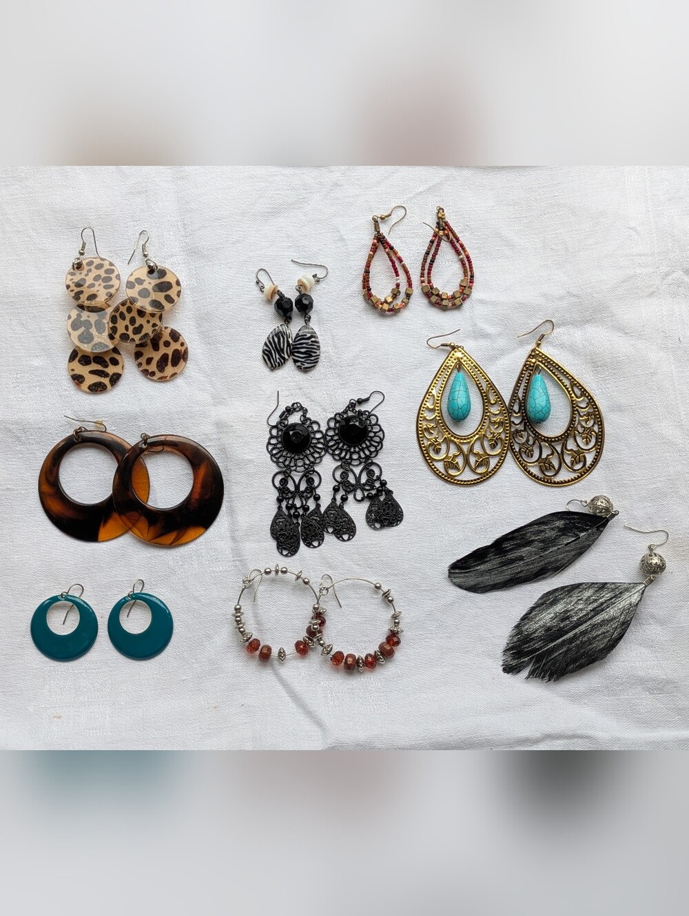 Huge Statement Earring Boutique Lot - 9 Pairs Y2K/2010s Retro Styles